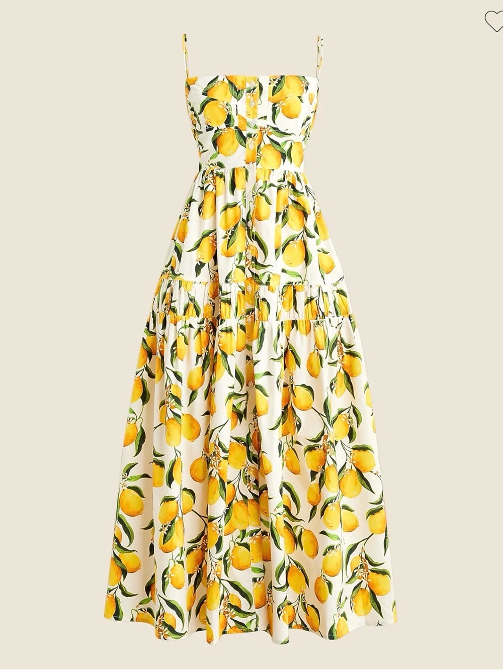 JCREW Yellow Lemon Print Maxi Dress with Spaghetti Straps size 2